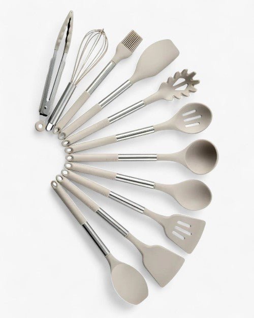 Premium Kitchen Utensil Set with Silicone & Wooden Handles