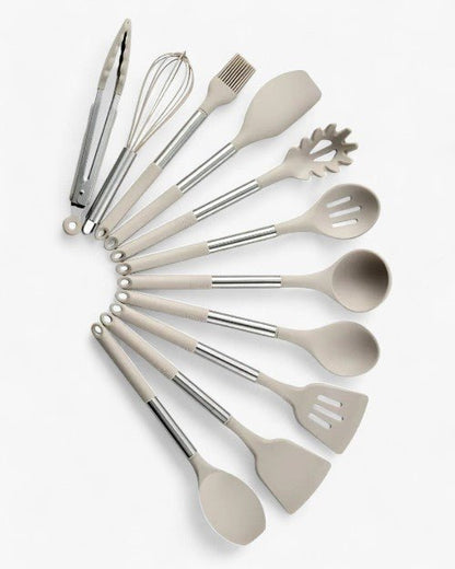 Premium Kitchen Utensil Set with Silicone & Wooden Handles