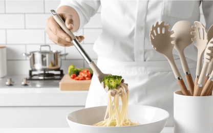 Premium Kitchen Utensil Set with Silicone & Wooden Handles
