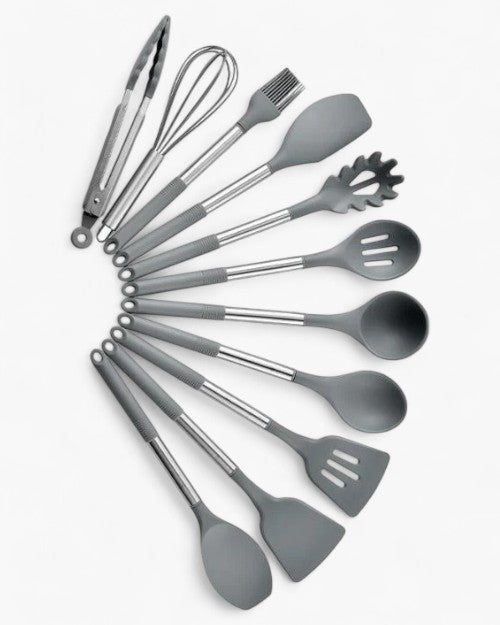 Premium Kitchen Utensil Set with Silicone & Wooden Handles