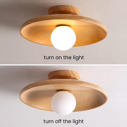 Simple Wooden Round Ceiling Light for Home Decor