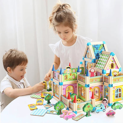 Classic Wooden Building Block Set for Kids - Fesara