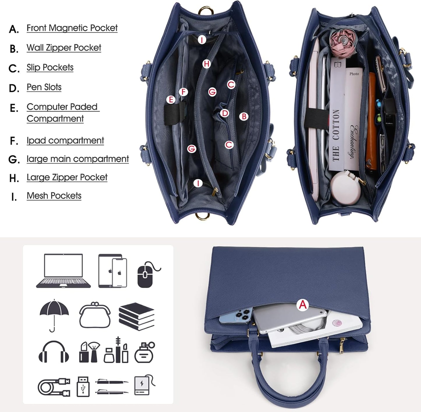 Professional Women's Office Laptop Handbag