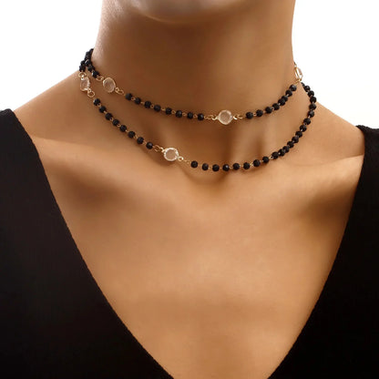 Sparkling Multi Layer Crystal Choker Necklace - Fesara