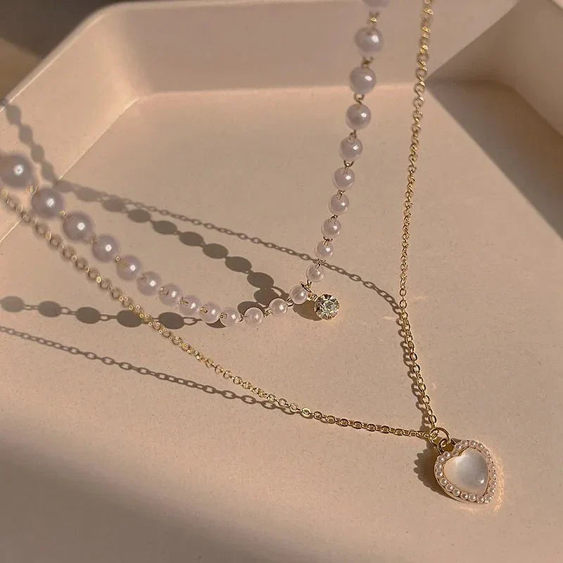 Double Layered Heart Duo Necklace