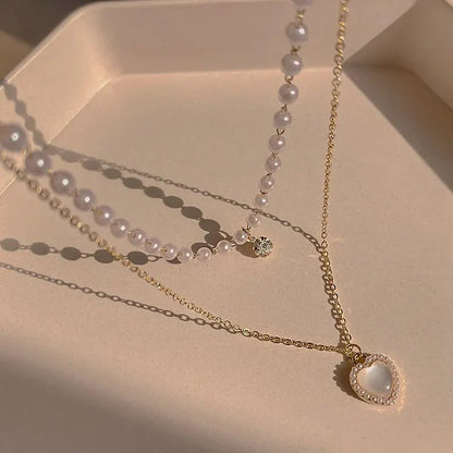 Double Layered Heart Duo Necklace
