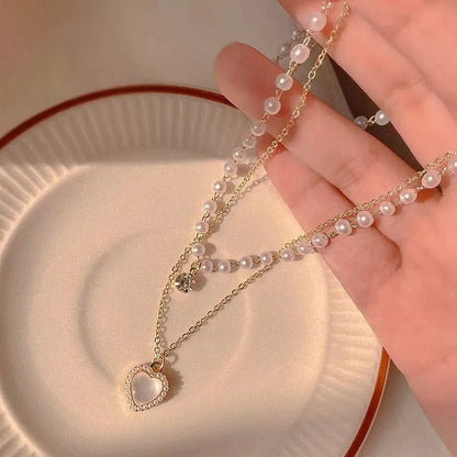 Double Layered Heart Duo Necklace