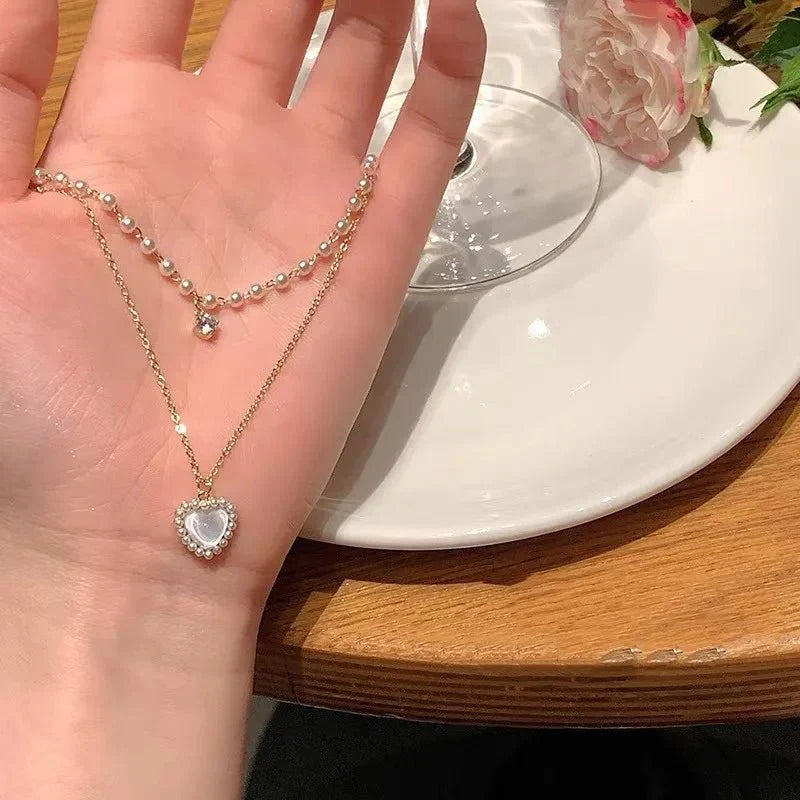Double Layered Heart Duo Necklace