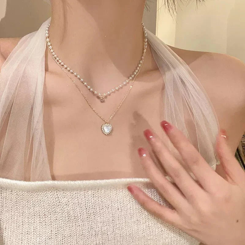 Double Layered Heart Duo Necklace