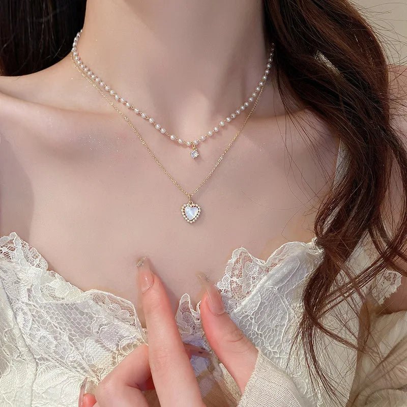 Double Layered Heart Duo Necklace