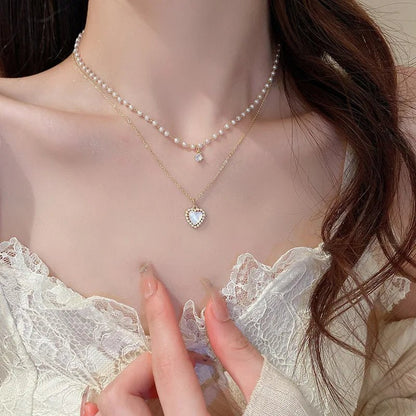 Double Layered Heart Duo Necklace