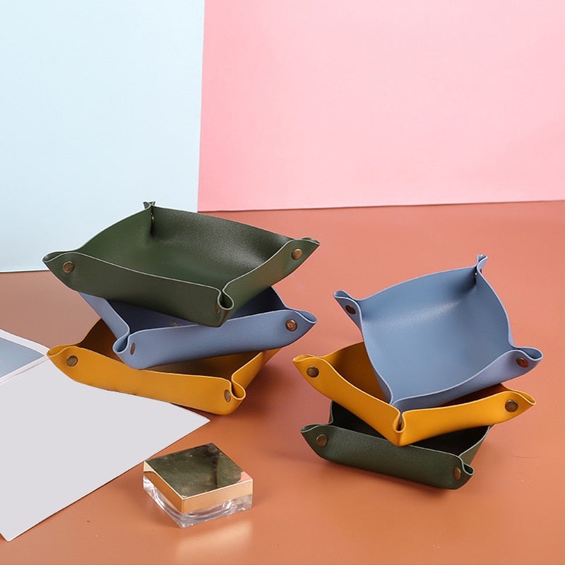 Luxury Leather Desk Organizer Tray - Fesara