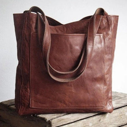 Stylish Women's Leather Shoulder Bag with Inside Pockets