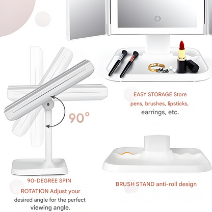 Portable LED Makeup Mirror with 3 Light Settings