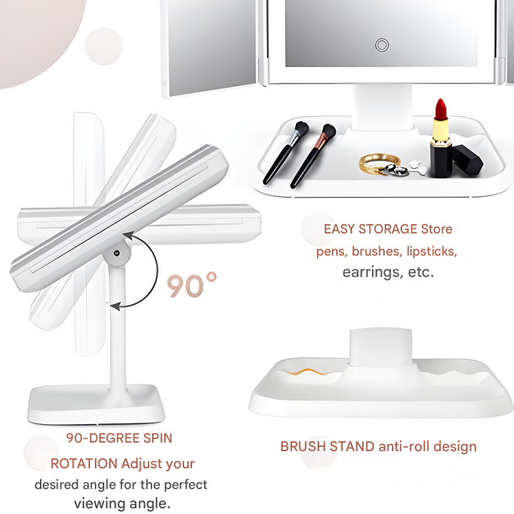 Portable LED Makeup Mirror with Adjustable Lighting