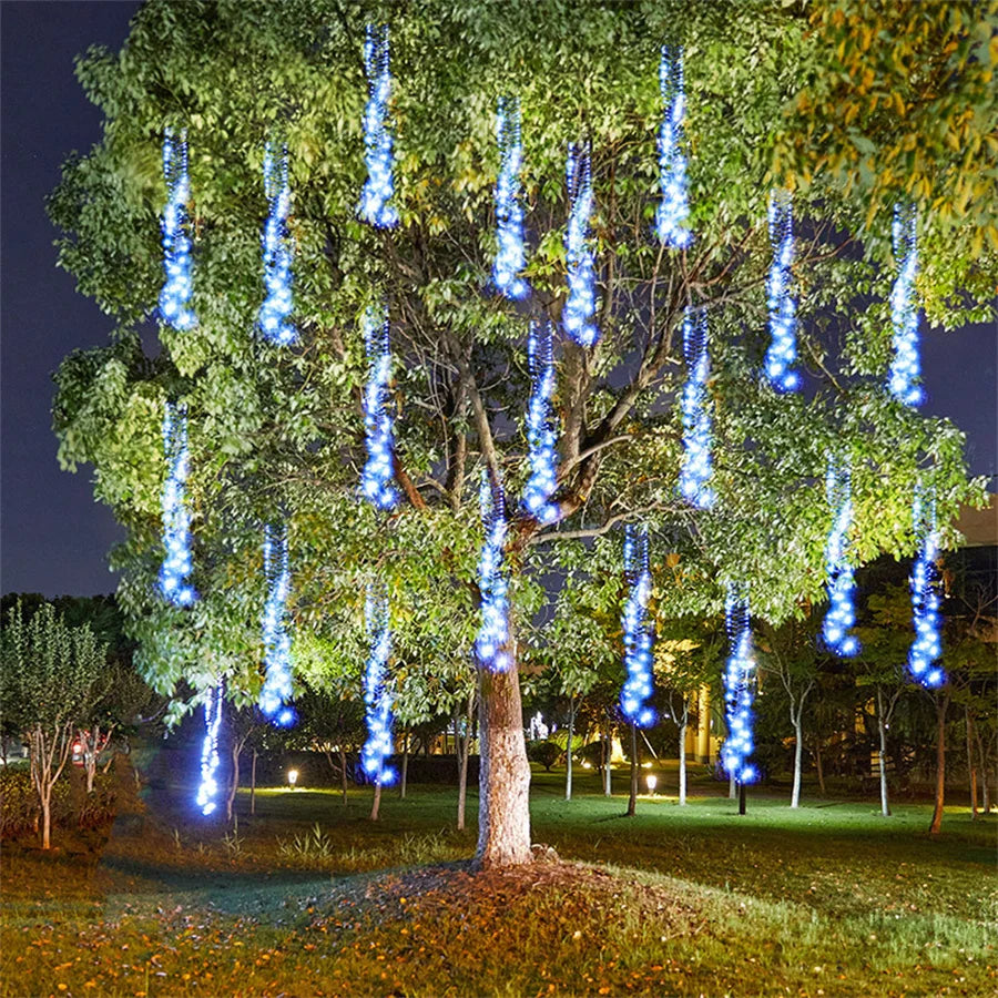 Colorful LED Rain Drop Outdoor String Lights