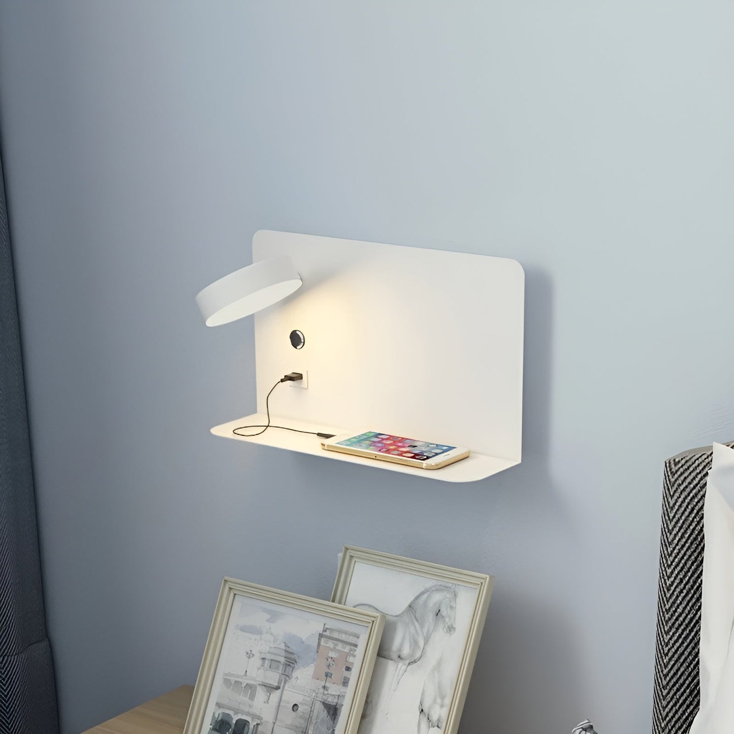 Smart LED Wall Light with USB Port and Switch