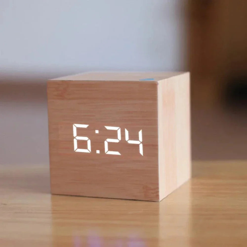 Small Digital Table Clock with LED Nightlight