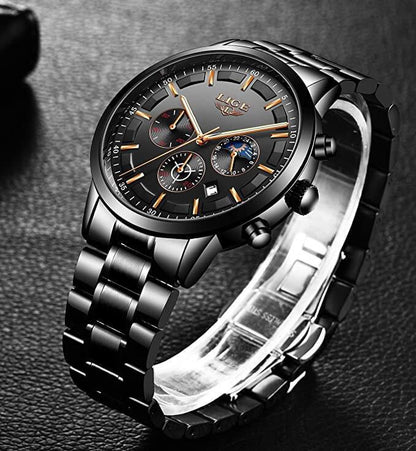 Tactical Black Metal Watch - Strong & Rugged
