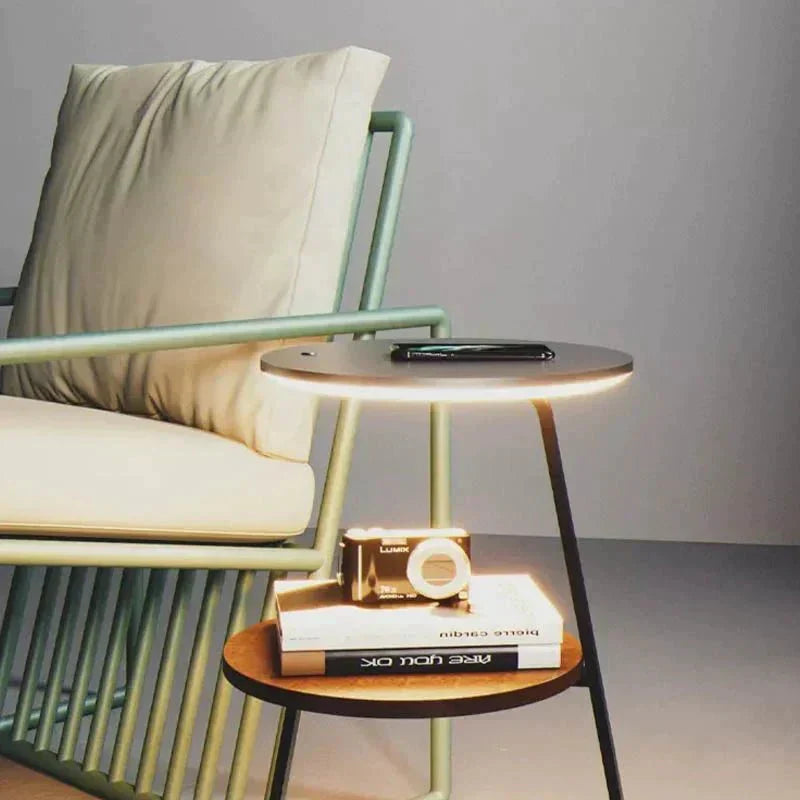 Space Saving Double Shelf Nightstand Lamp