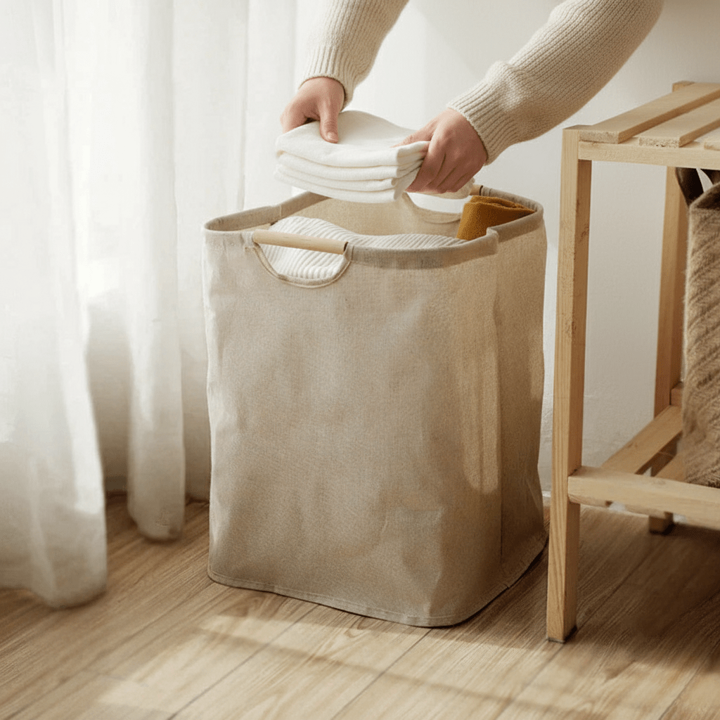 Premium Foldable Laundry Basket - Classic Cotton Storage Hamper - Fesara