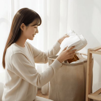 Premium Foldable Laundry Basket - Classic Cotton Storage Hamper