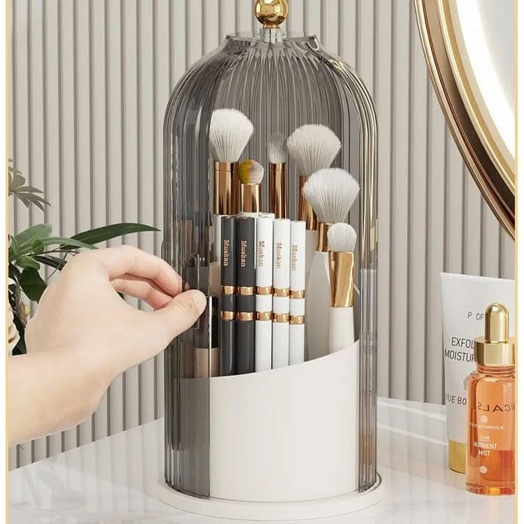 Rotating Makeup Brush Holder with Storage Lid