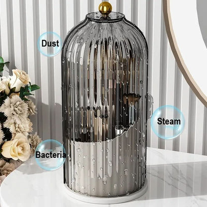 Rotating Makeup Brush Holder with Storage Lid - Fesara