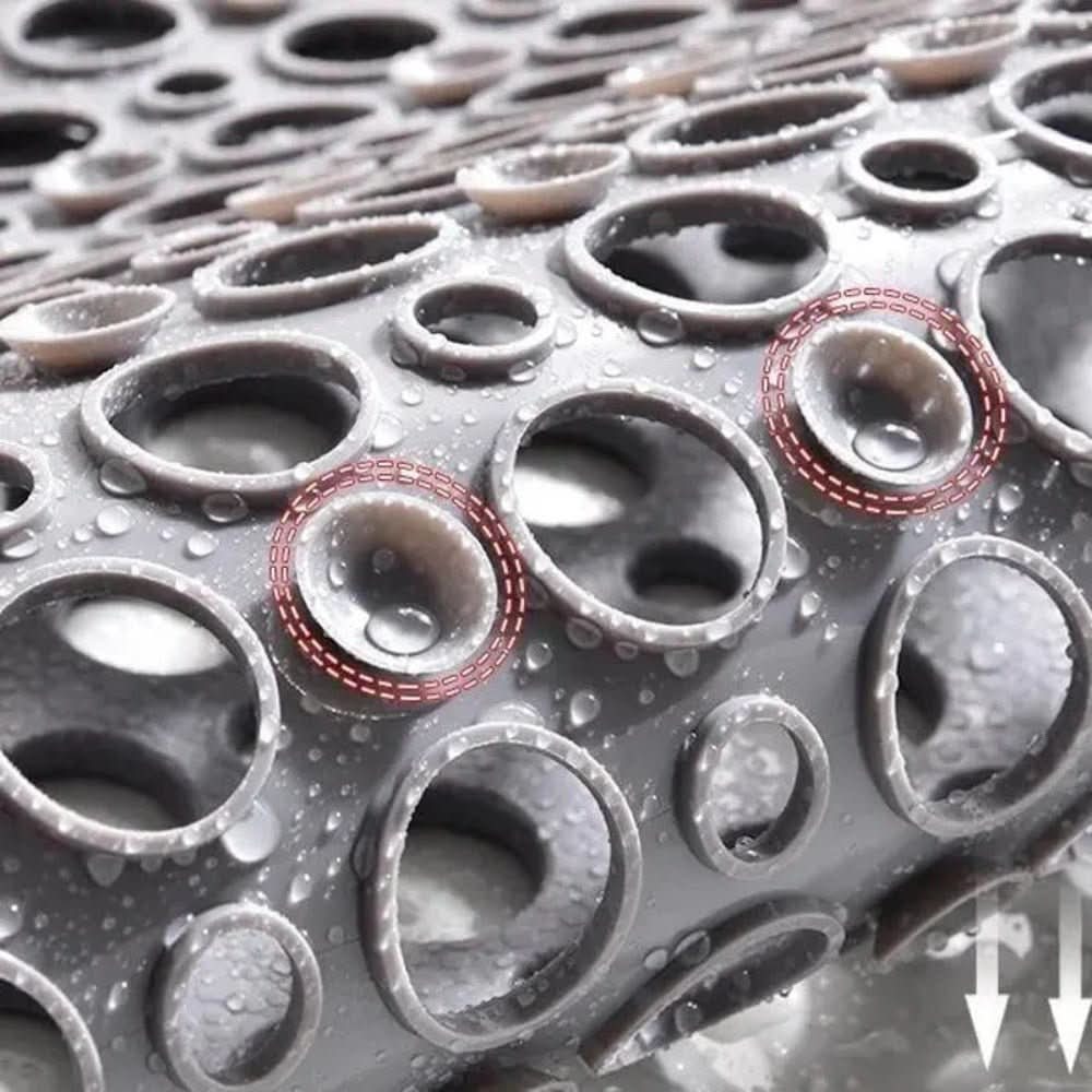 Antimicrobial Bathroom Mat with Suction Cups and Fast Drainage