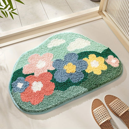 Plush Floral Bath Mat | Soft & Slip Resistant