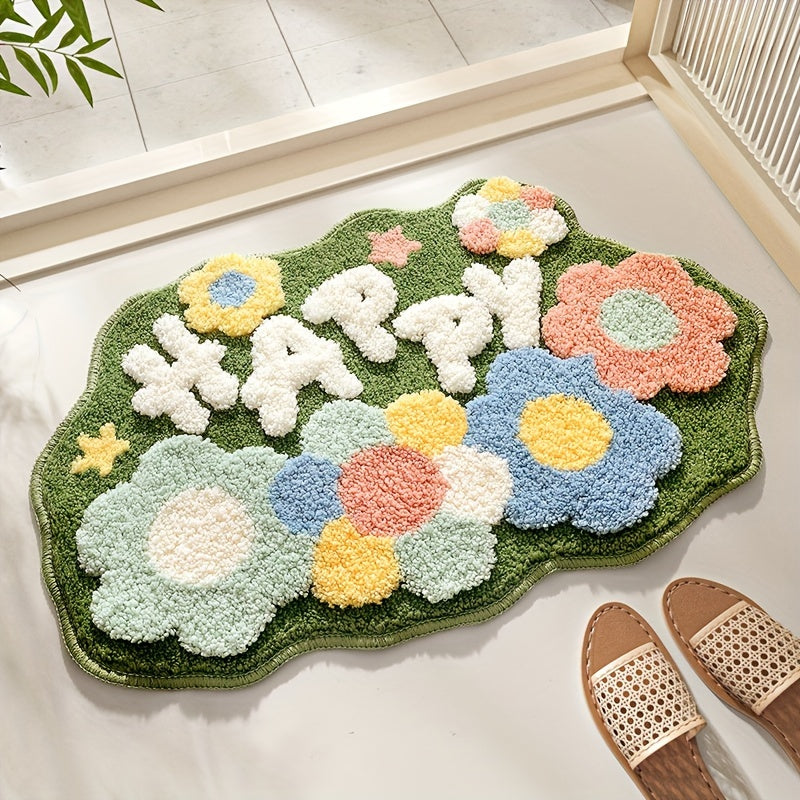 Plush Floral Bath Mat | Soft & Slip Resistant - Fesara