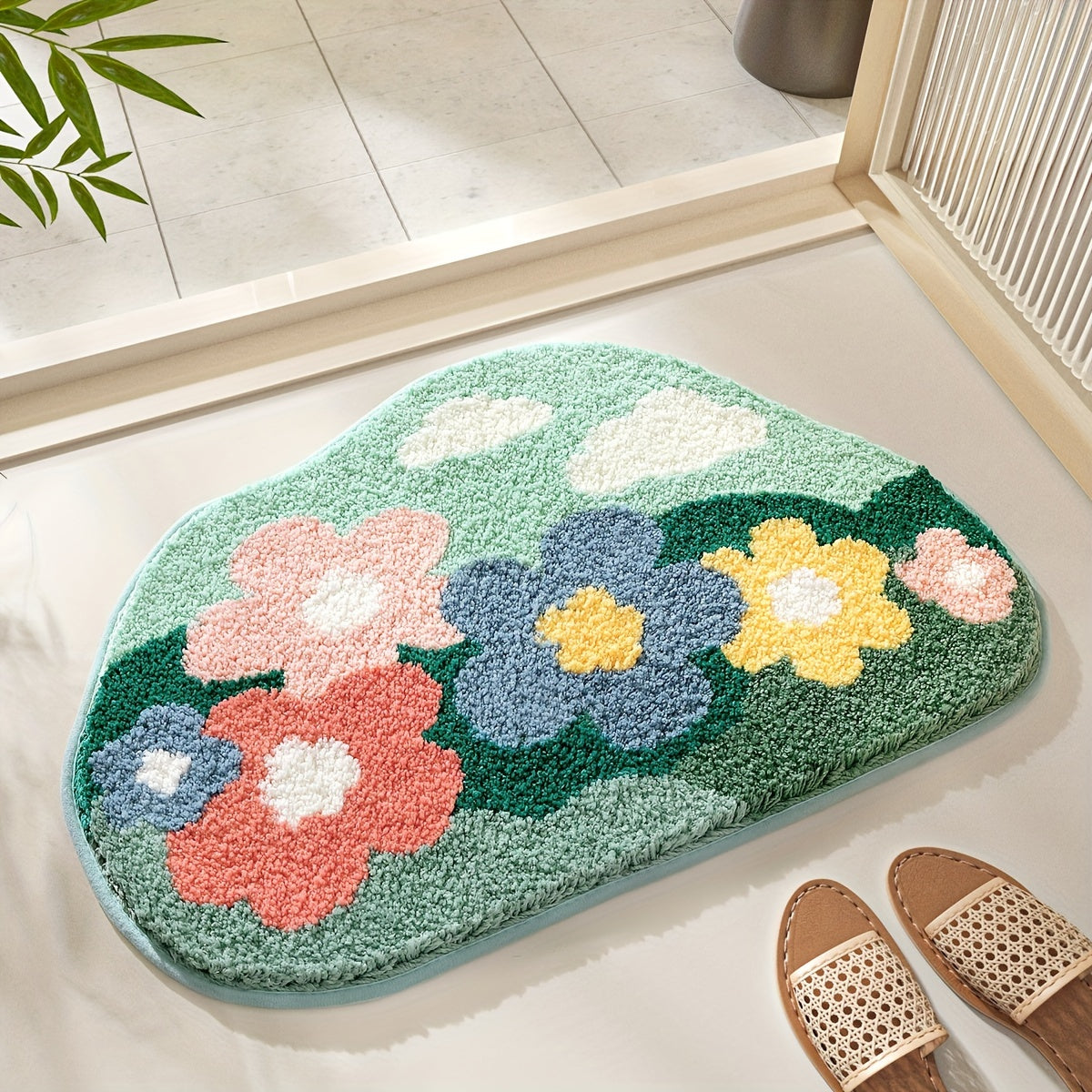 Plush Floral Bath Mat | Soft & Slip Resistant