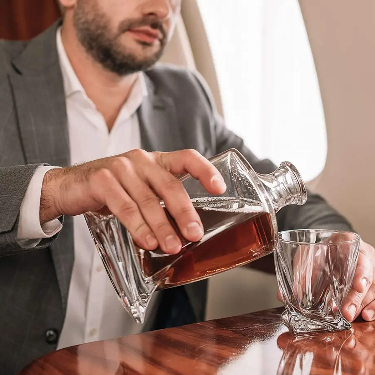 Premium Crystal Whiskey Decanter and Glass Set