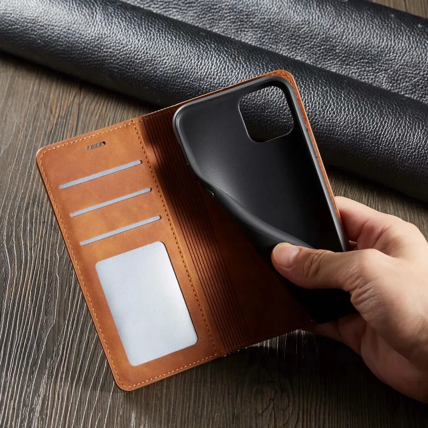 Premium Leather Phone Flip Case with Magnetic Closure - Fesara