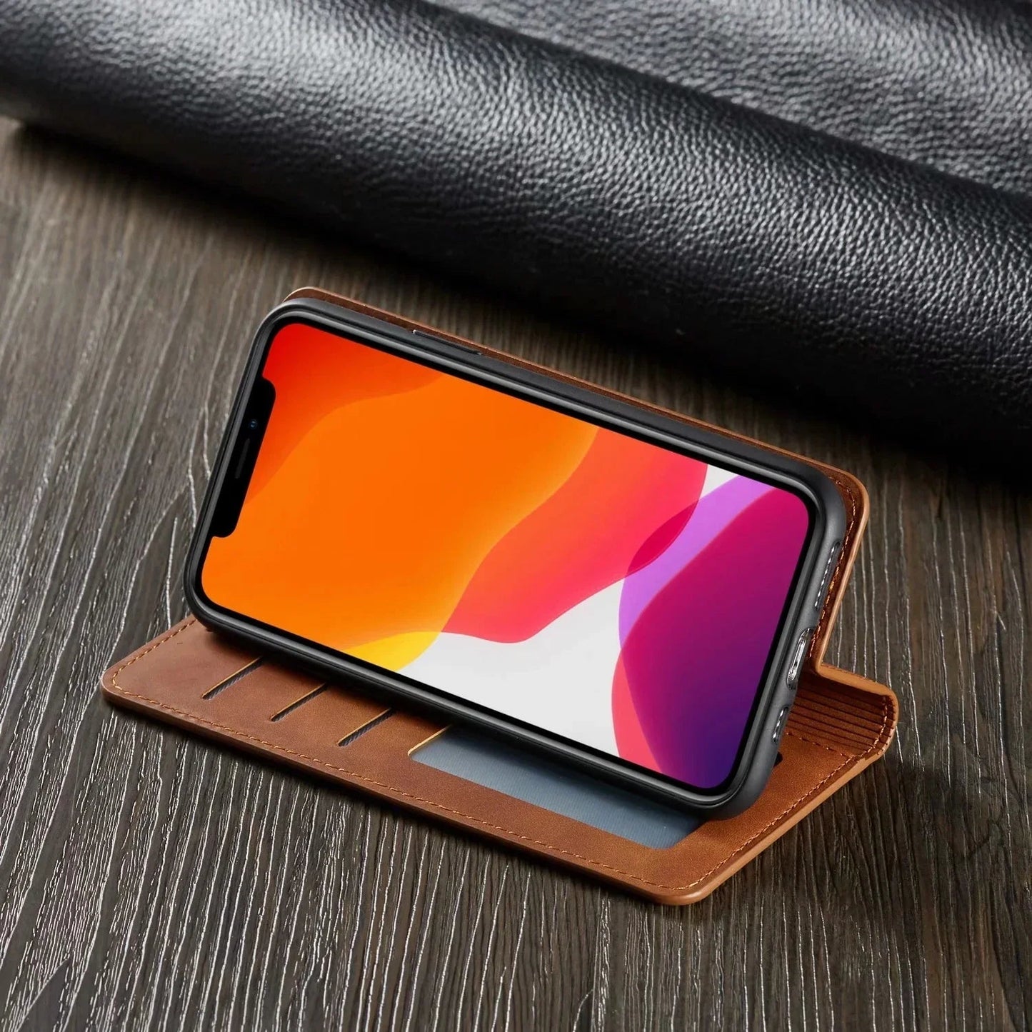 Premium Leather Phone Flip Case with Magnetic Closure