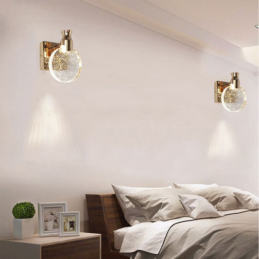 Elegant Crystal Round Wall Light - Fesara