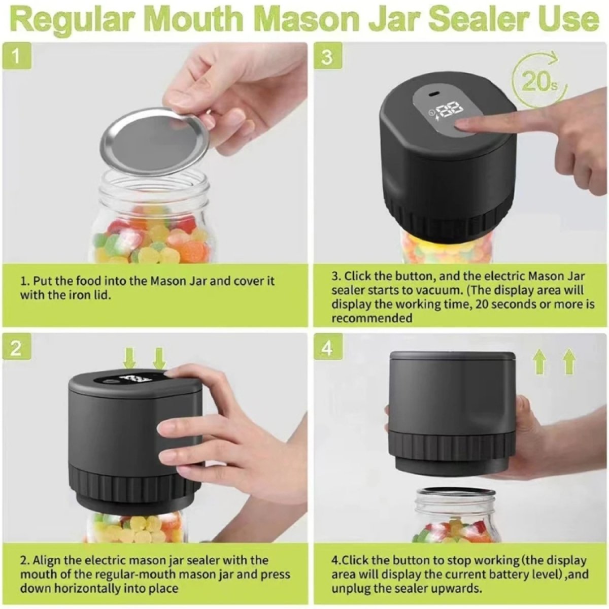Automatic Food Jar Air Tight Sealer Set