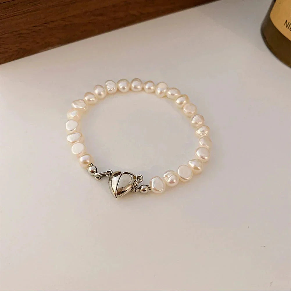 Elegant Pearl Magnet Clasp Choker Necklace Set