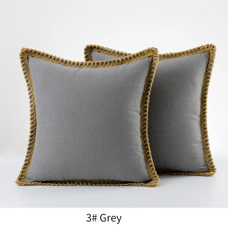 Grey and Red Plush Pillow Cover Classic Home Decor