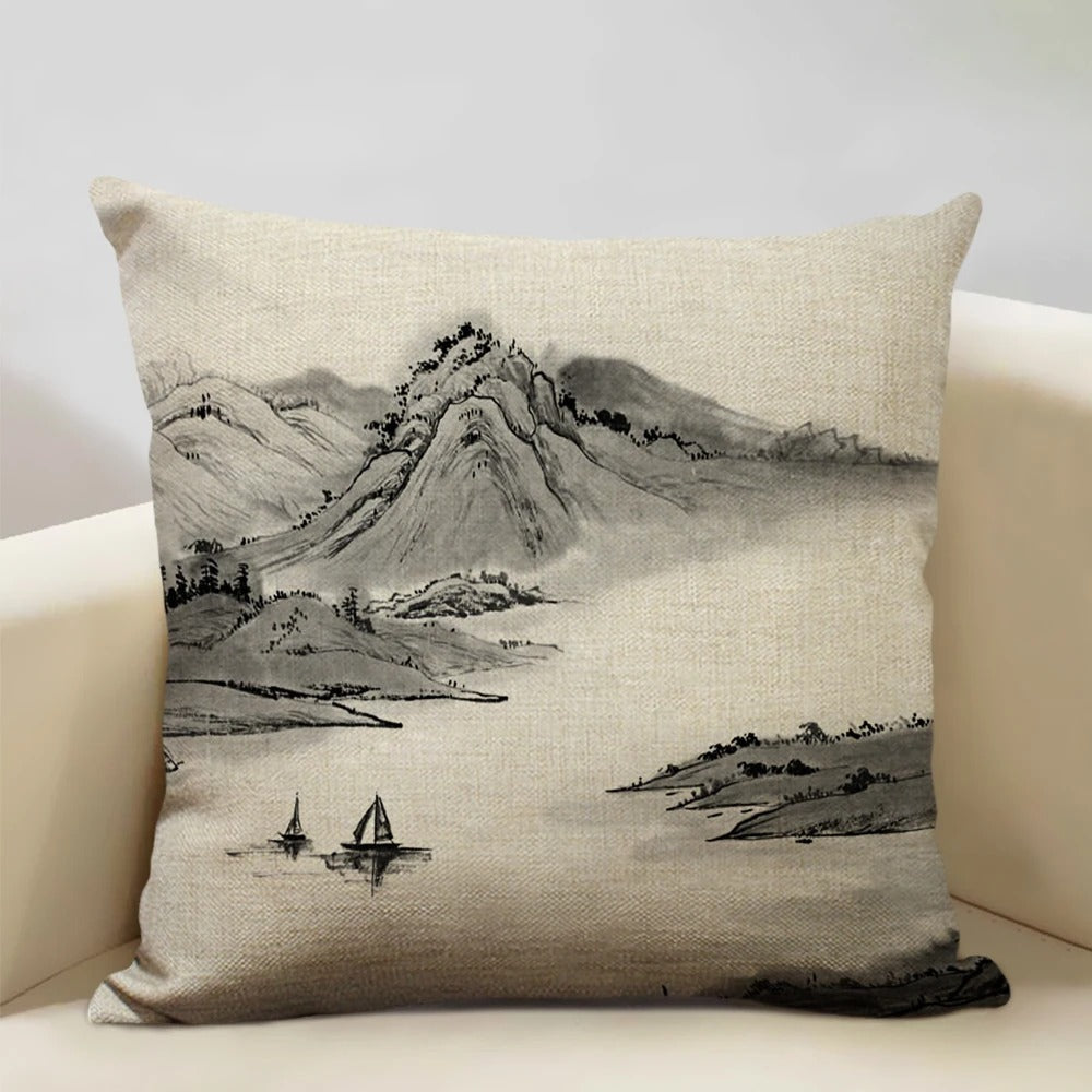 Traditional Japanese Inspired Fuji Cushion Cover
