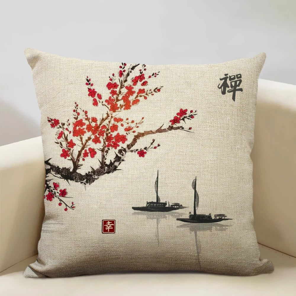 Traditional Japanese Inspired Fuji Cushion Cover