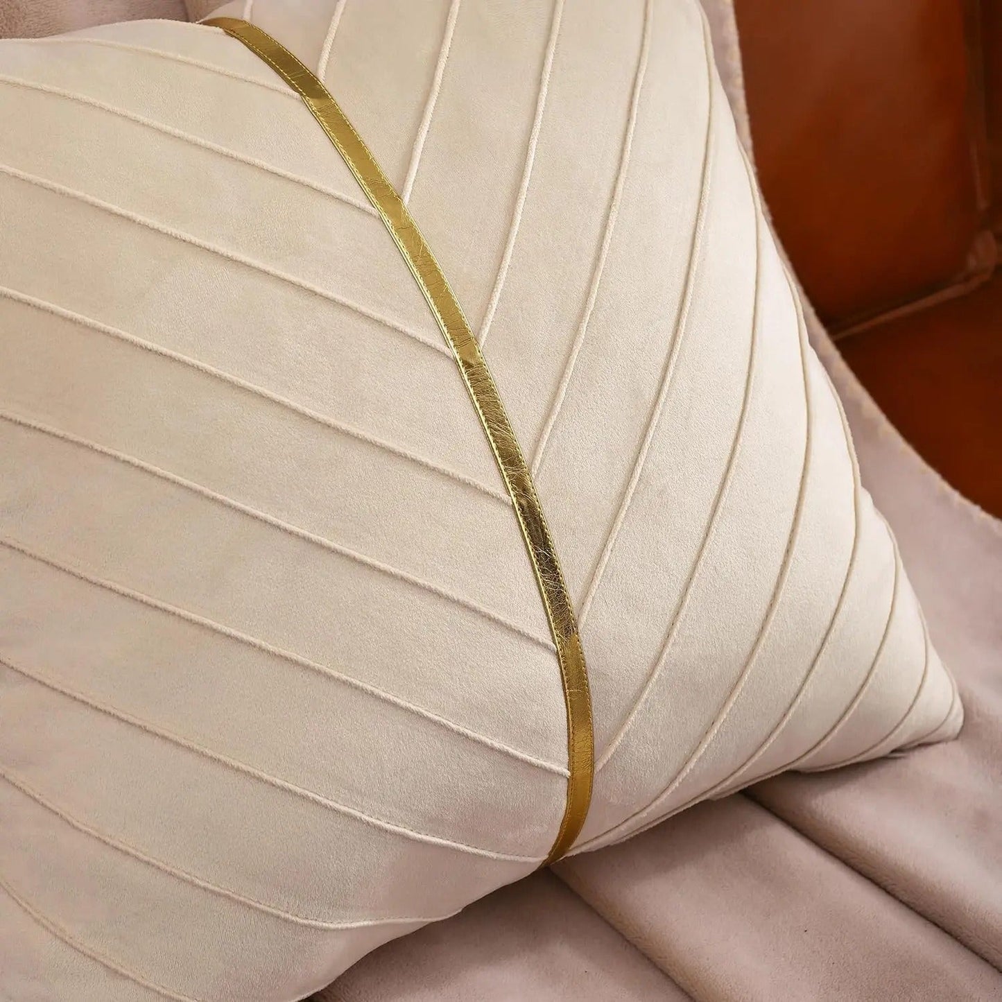 Elegant Black Velvet Pillow Cover with Gold Accents