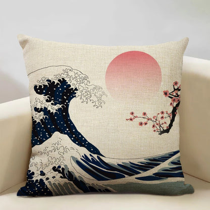 Traditional Japanese Inspired Fuji Cushion Cover