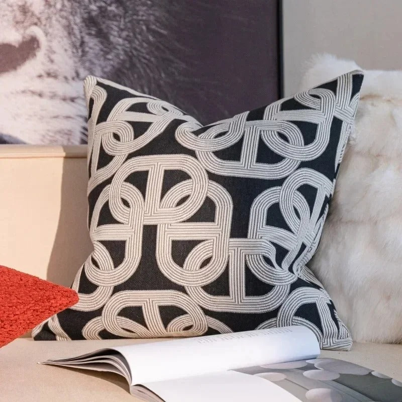 Soft Plush Reversible Geometric Cushion Cover - Fesara