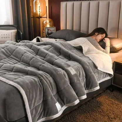 Plush Coral Fleece Blanket Soft Warm Throw for Cold Nights