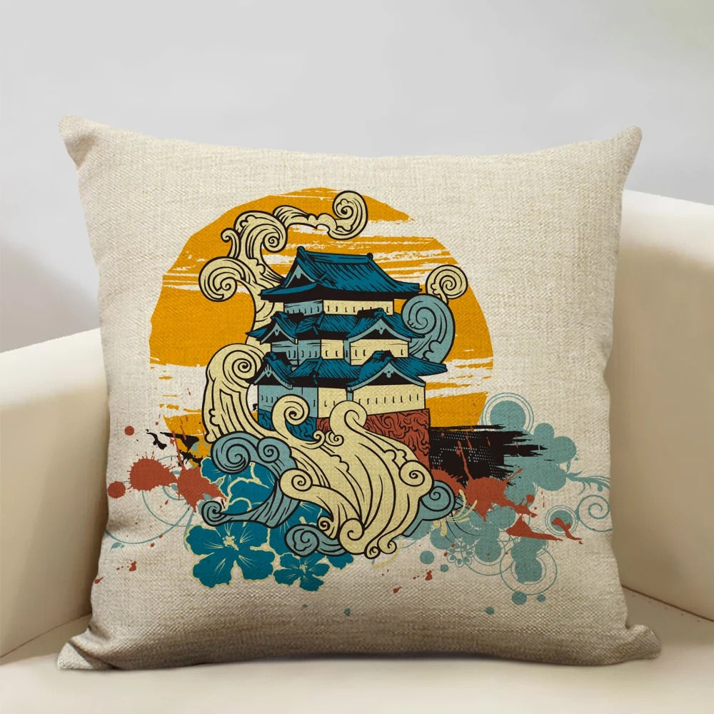 Traditional Japanese Inspired Fuji Cushion Cover