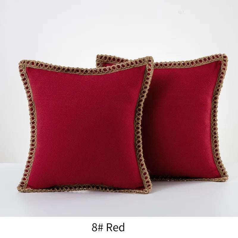 Grey and Red Plush Pillow Cover Classic Home Decor