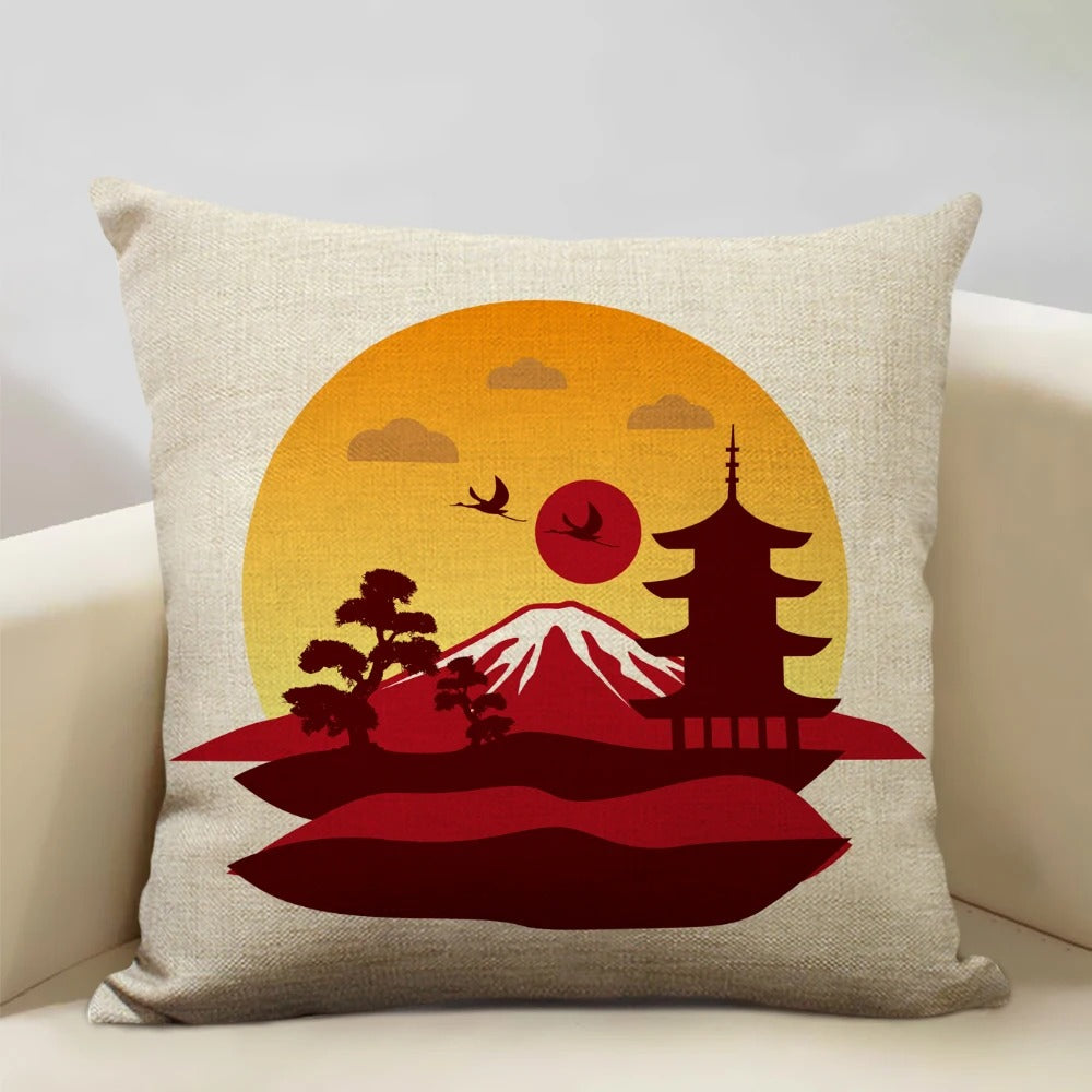 Traditional Japanese Inspired Fuji Cushion Cover - Fesara