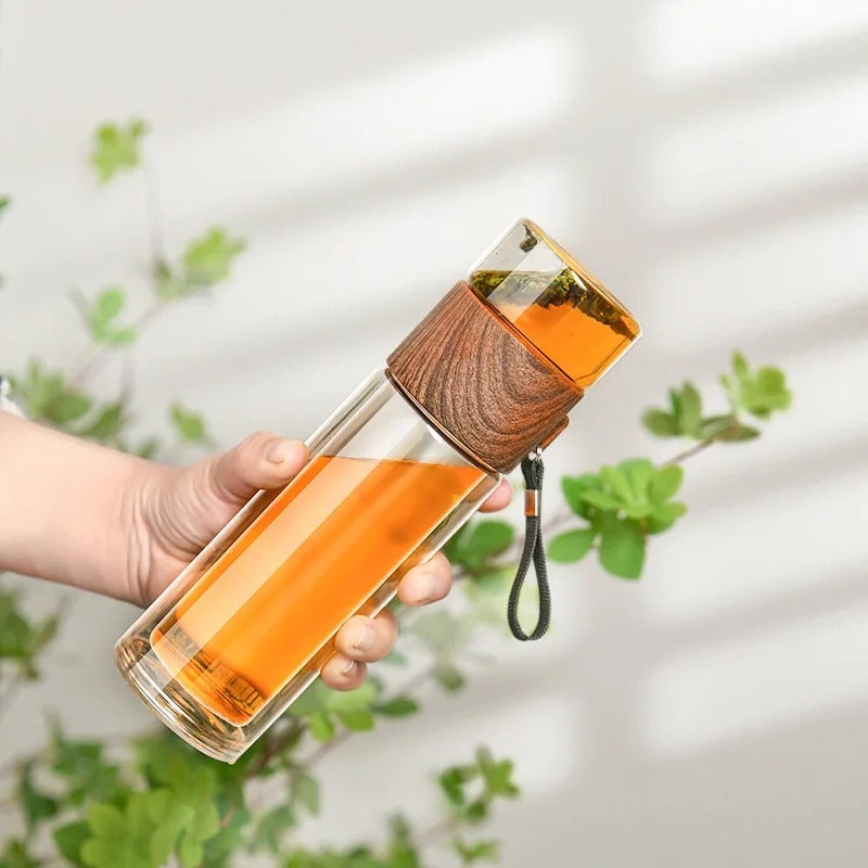 Clear Insulated Water Bottle with Infuser - Fesara