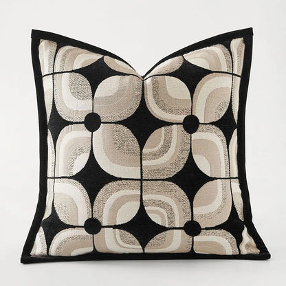 Stylish Geometric Sofa Pillow Cover in Black and Beige